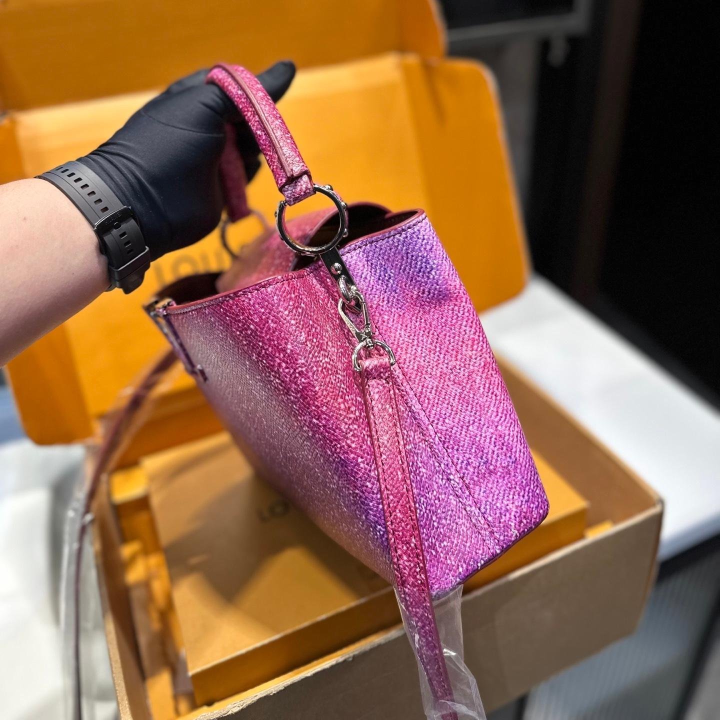 Luxury Pink Glitter LV Capucines Bag with Top Handle – Elegant Shoulder Bag 20CM/27CM - 图片 8