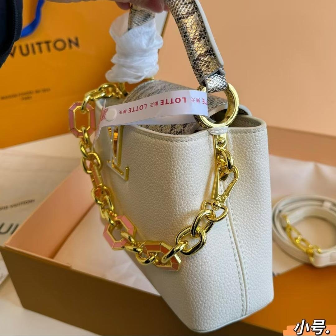 Luxury LV Capucines Mini Handbag with Python Handle & Chain Detail 20CM - 图片 4