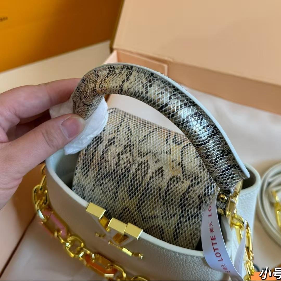 Luxury LV Capucines Mini Handbag with Python Handle & Chain Detail 20CM - 图片 8
