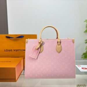Louis Vuitton Pink Denim Onthego Tote – Luxury Canvas Shoulder Bag 35CM