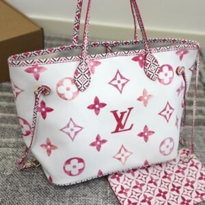 Pink Monogram Canvas Tote Bag – Large Neverfull Style 32cm
