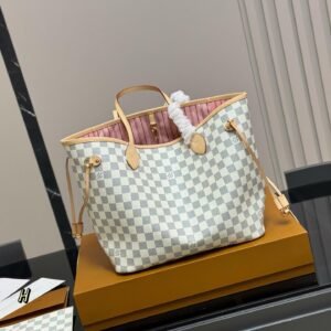 Louis Vuitton Neverfull MM Tote – Damier Azur Canvas Shopping Bag 31CM