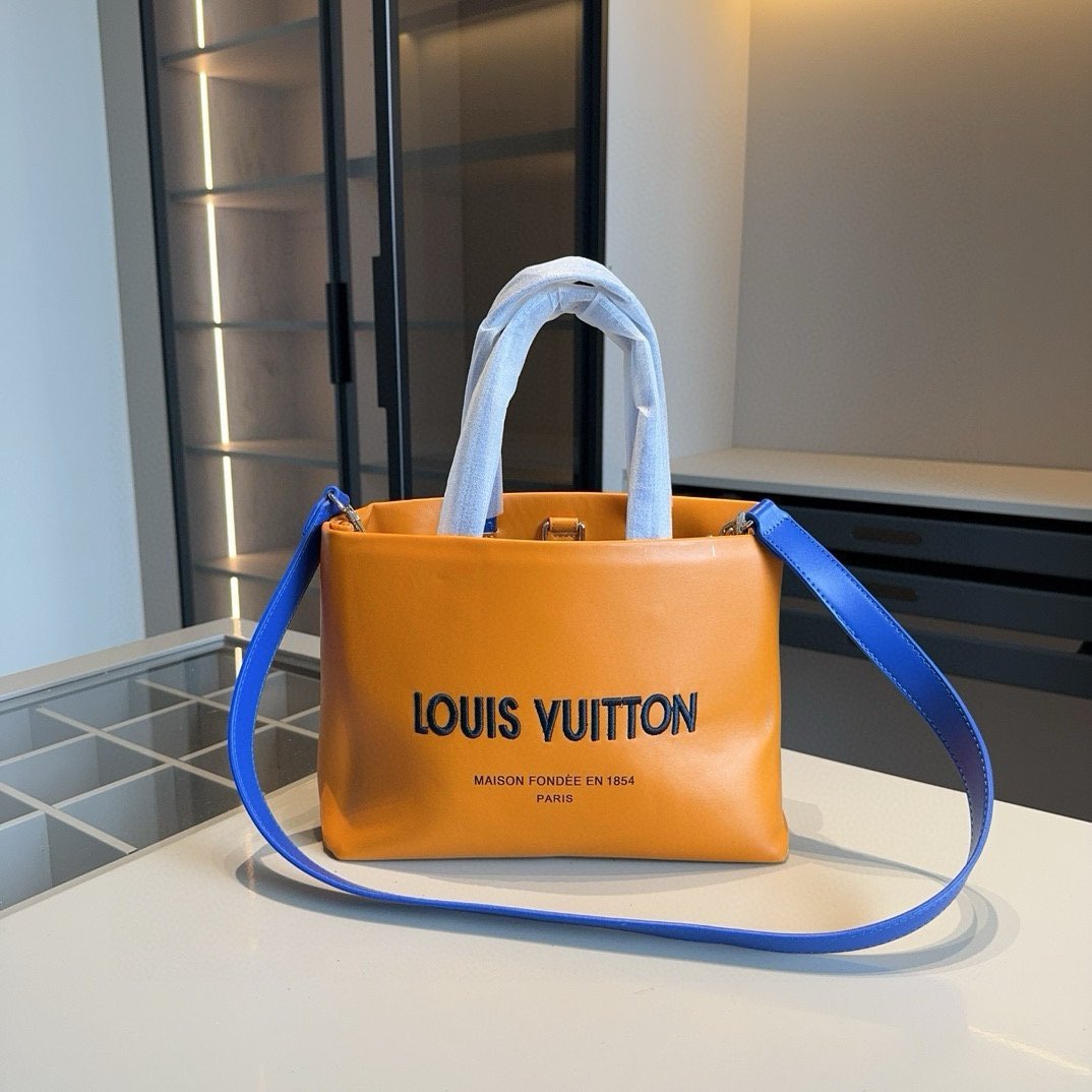 Louis Vuitton Orange Leather Logo Tote – Unisex Shopper Bag 28CM/39CM/43CM - 图片 2