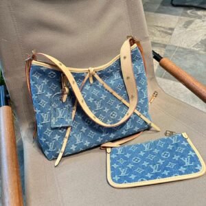 Louis Vuitton CarryAll Tote in Blue Denim Monogram – 30cm Crossbody & Shoulder Bag