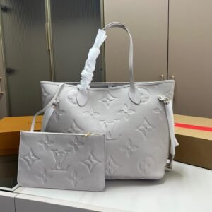 Classic Neverfull MM Tote in Grey Monogram Empreinte Calfskin – 32CM Timeless Icon