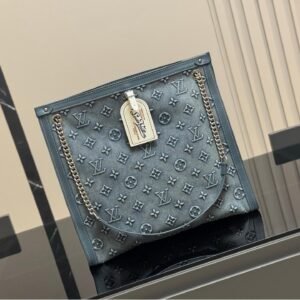 Denim Shoulder Tote Bag – Casual Luxury in Blue Monogram 38CM