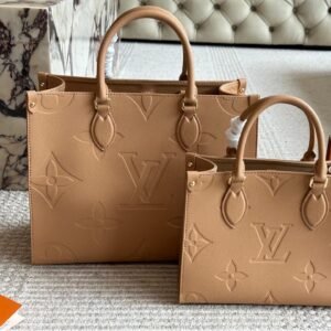 LV OnTheGo Ice Cream Beige Leather Tote – Medium & Small Size 25CM/35CM