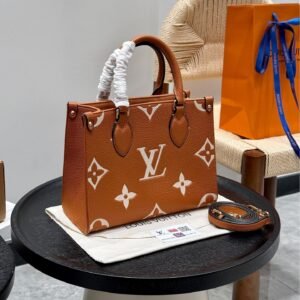 LV Onthego Small Tote – 25cm Caramel Embossed Leather Monogram Bag