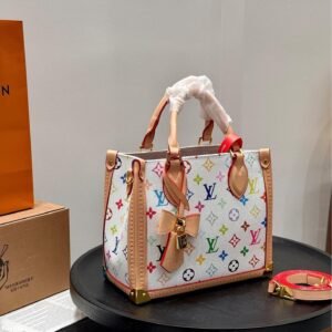 LV × Murakami White Multicolor Onthego Tote – 25cm Collector’s Edition