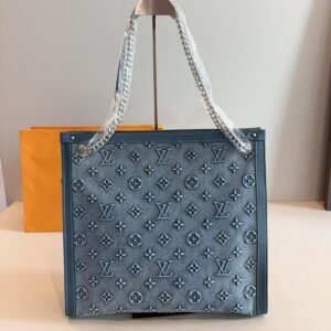 Large Vintage Denim LV Onthego Tote Bag – 37CM Chain Handle