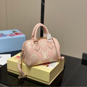 LV Speedy 20 Monogram Empreinte Leather Mini Satchel – Pink