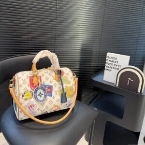 Louis Vuitton Speedy 30 Travel Sticker Canvas Bag – Lightweight Monogram Tote 30CM