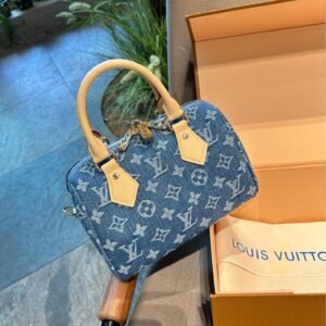 LV Speedy 20 Monogram Denim Mini Bag – Light Wash Shoulder Carry 20CM