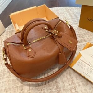 LV Speedy 30 Ostrich-Embossed Leather Bag – 2025 Classic Revival 30CM