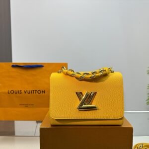 LV Twist Yellow Leather Bag – Iconic Epi Chain Shoulder Bag 23CM
