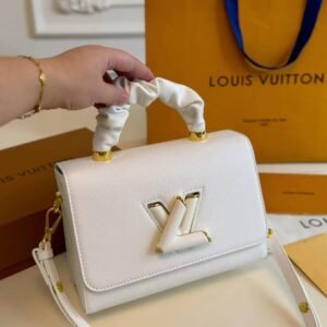 LV Twist White Grain Leather Crossbody Bag – 23cm Luxury Compact Edition