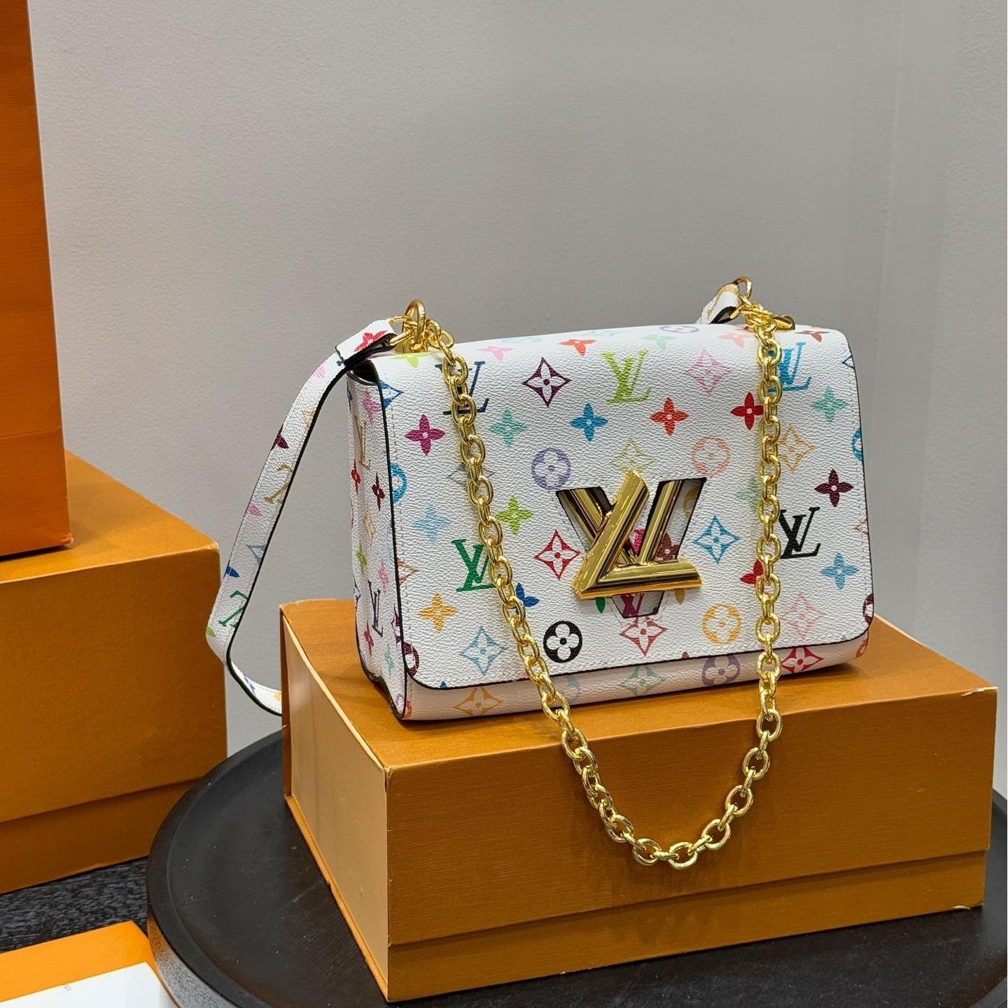 LV Twist Multicolor Monogram Chain Bag – 23cm Retro Revival Edition