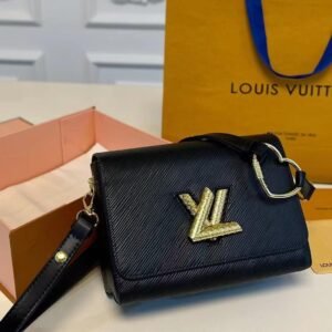 LV Twist Epi Leather Handbag – 23cm Black Textured Edition
