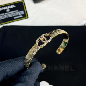 Chanel Replica Bracelet, Hollow Diamond Paved Double C