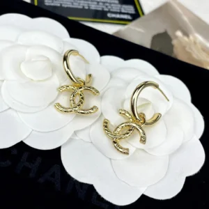 Chanel Golden Double C Earrings, Replica Interlocking Motif