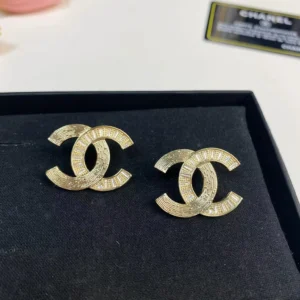 Chanel Replica Earrings, Big Gold Double C Stud Design