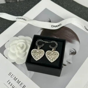 Miss Chen Jewelry Replica Earrings, Chanel Hoop Heart Dangle