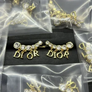 Miss Chen Jewelry Replica Earrings, Dior Letter Drop – Yellow Gold