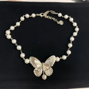 Dior Replica Necklace, Butterfly Pearl Pendant Design