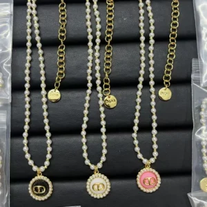 Miss Chen Dior Necklace, CD Pearl Pendant – Black