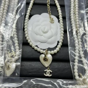 Miss Chen Replica Necklaces, Chanel Heart Double C Pearl