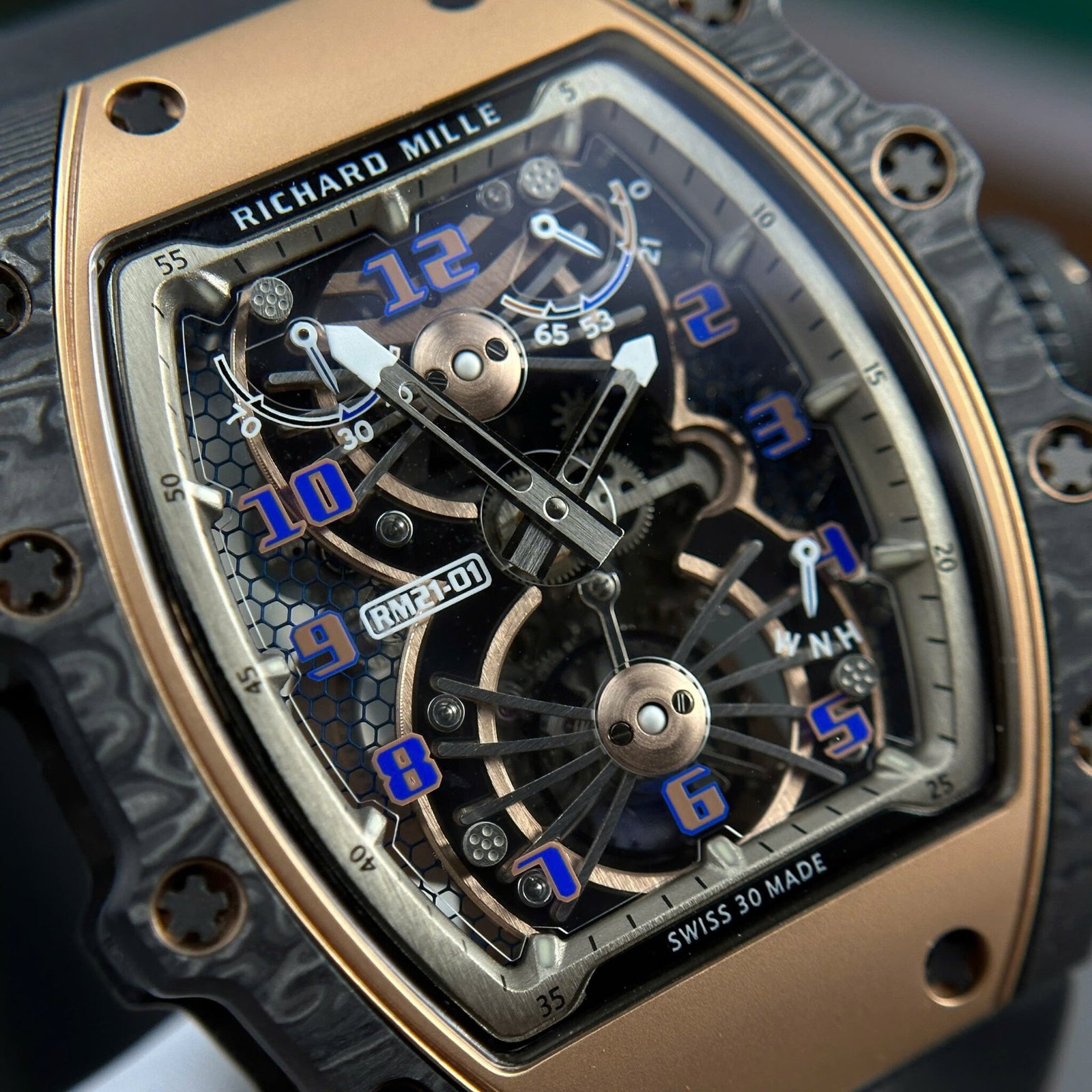 Richard Mille RM21-01 Tourbillon Aerodyne Red Gold Carbon TPT Best Replica 42.68mm x 50.12mm - 图片 4