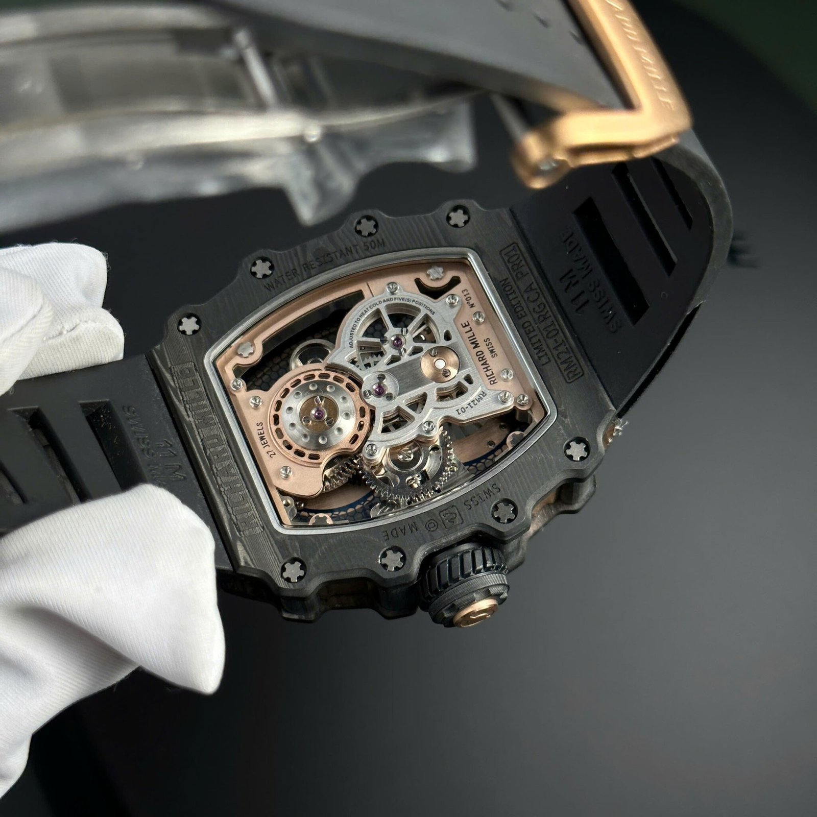 Richard Mille RM21-01 Tourbillon Aerodyne Red Gold Carbon TPT Best Replica 42.68mm x 50.12mm - 图片 9