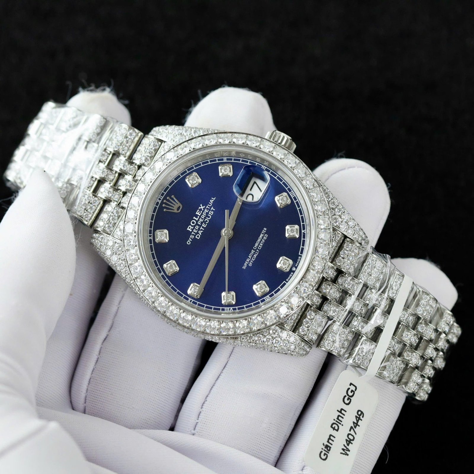 Rolex Datejust 41 Blue Diamond Dial Jubilee Iced Out Moissanite Best Replica 41mm - 图片 3