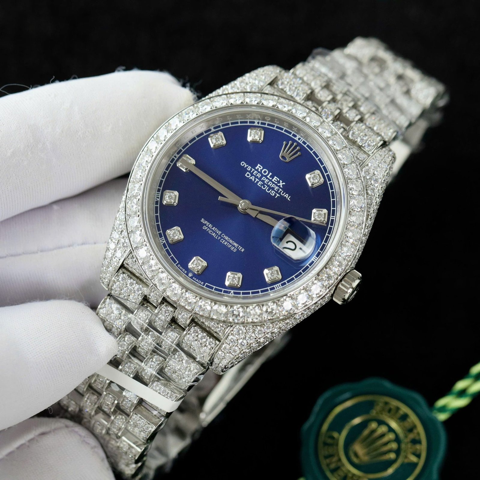 Rolex Datejust 41 Blue Diamond Dial Jubilee Iced Out Moissanite Best Replica 41mm - 图片 4