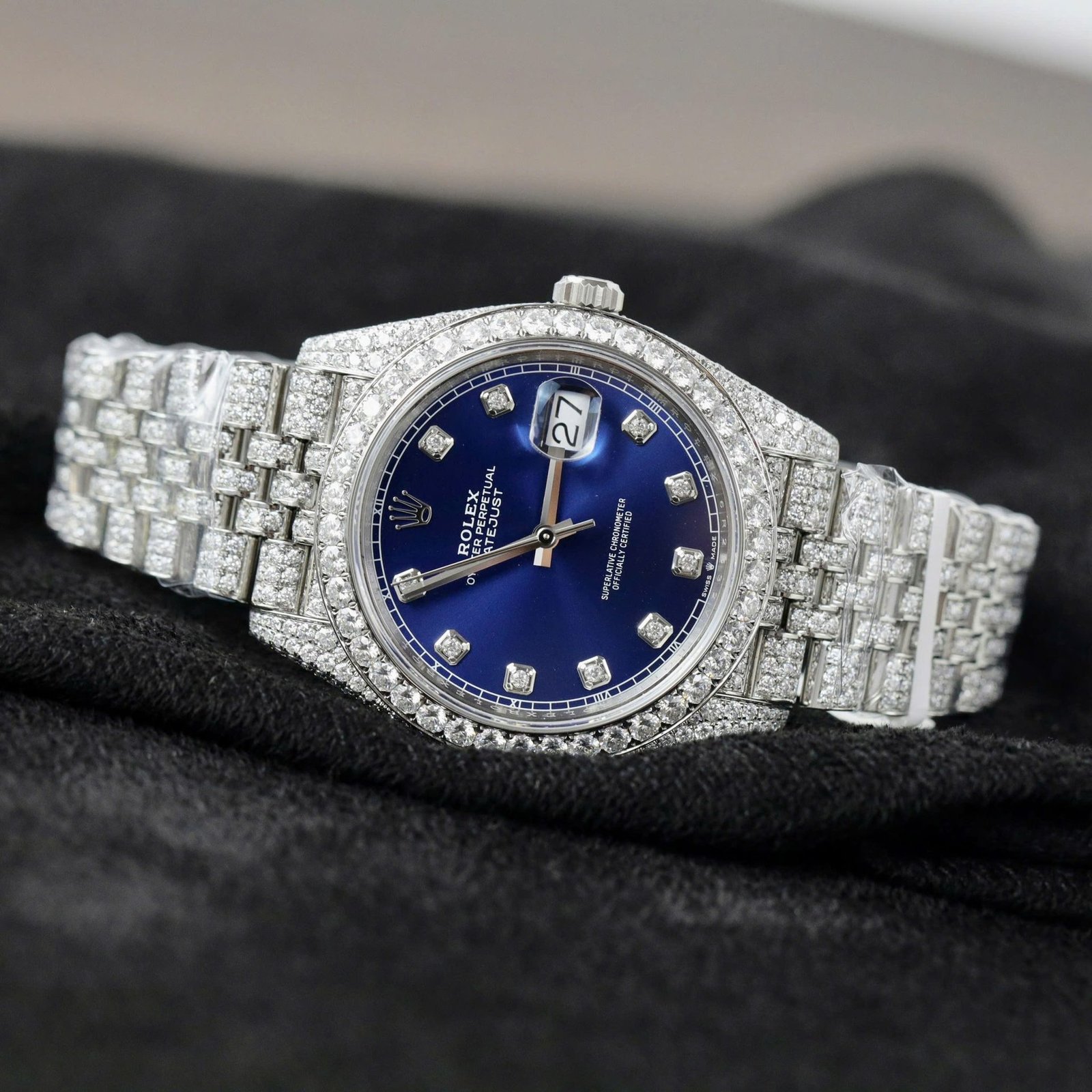 Rolex Datejust 41 Blue Diamond Dial Jubilee Iced Out Moissanite Best Replica 41mm - 图片 5