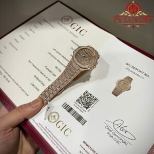 Patek Philippe Nautilus 7118/1450R-001 18K Gold Plated Iced Out Moissanite Best Replica 35.2mm