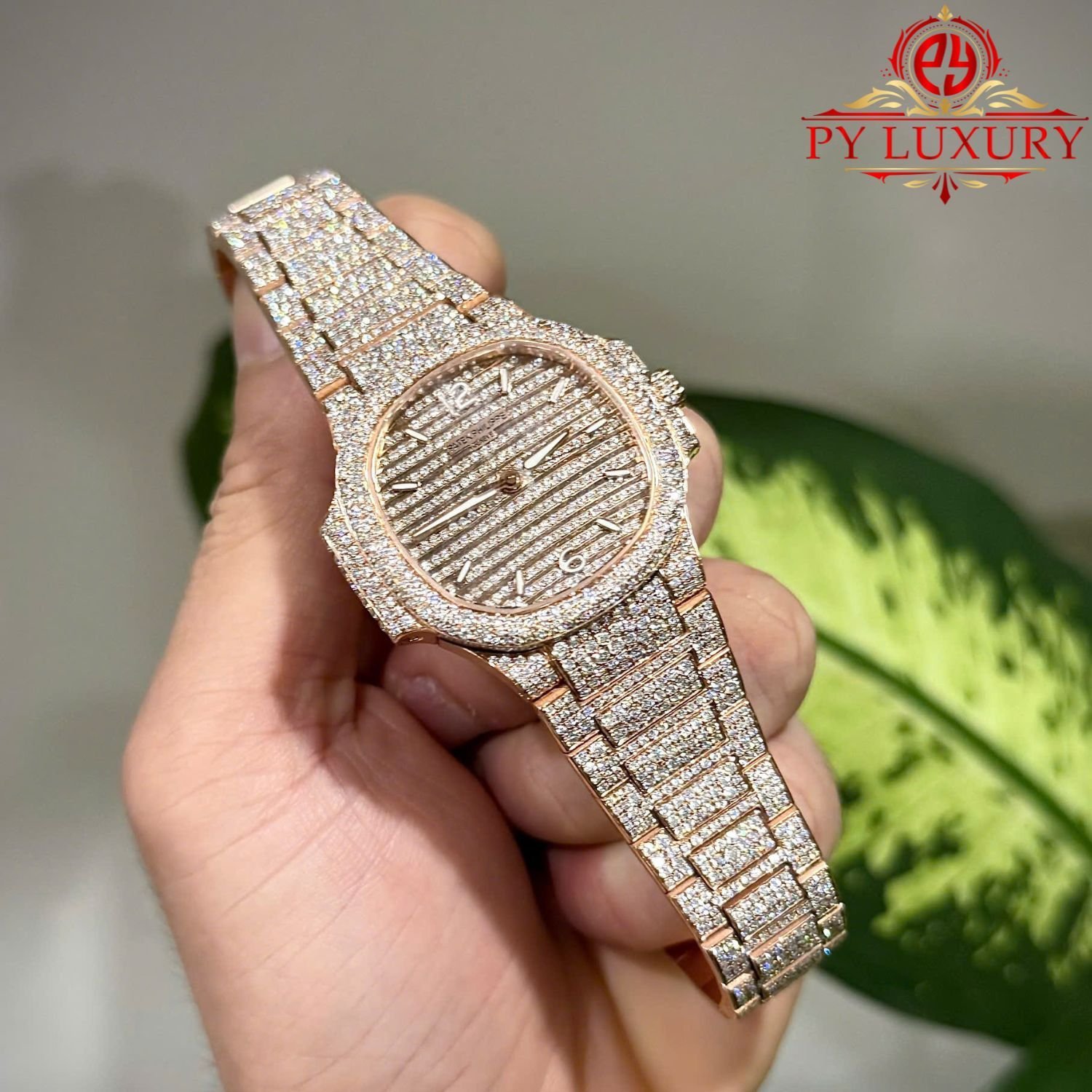 Patek Philippe Nautilus 7118/1450R-001 18K Gold Plated Iced Out Moissanite Best Replica 35.2mm - 图片 4