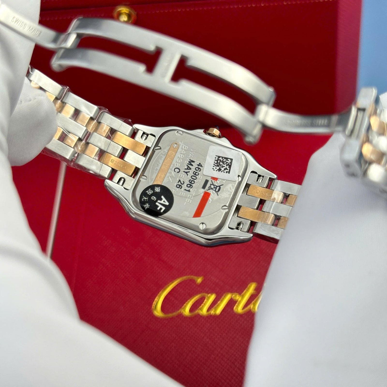 Cartier Panthère Two Tone Rose Gold MOP Dial Diamond Bezel Best Replica AF 27mm x 36mm - 图片 7