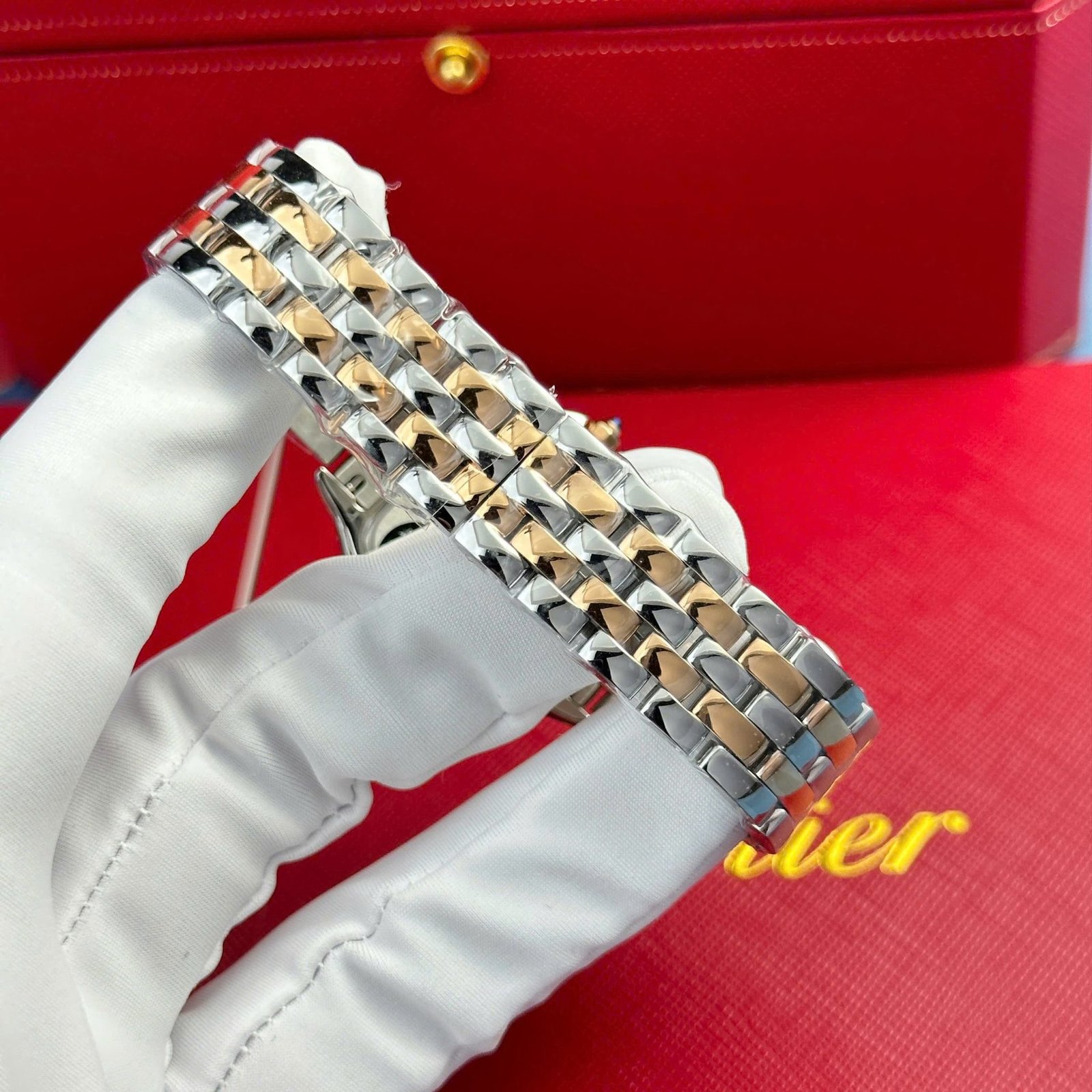 Cartier Panthère Two Tone Rose Gold MOP Dial Diamond Bezel Best Replica AF 27mm x 36mm - 图片 9