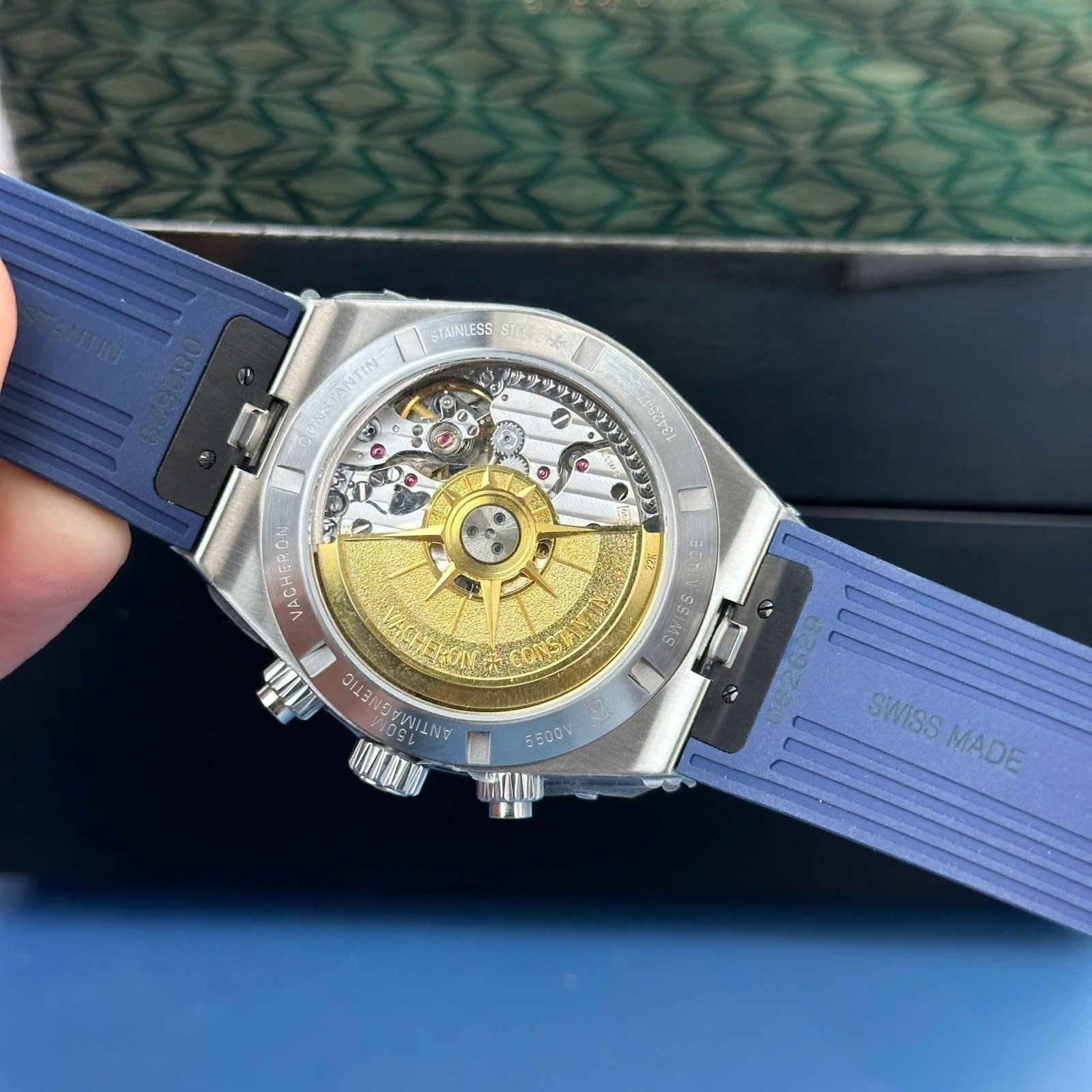 Vacheron Constantin Overseas 5500V Chronograph Blue Dial Rubber Strap Replica 8F 42.5mm - 图片 7