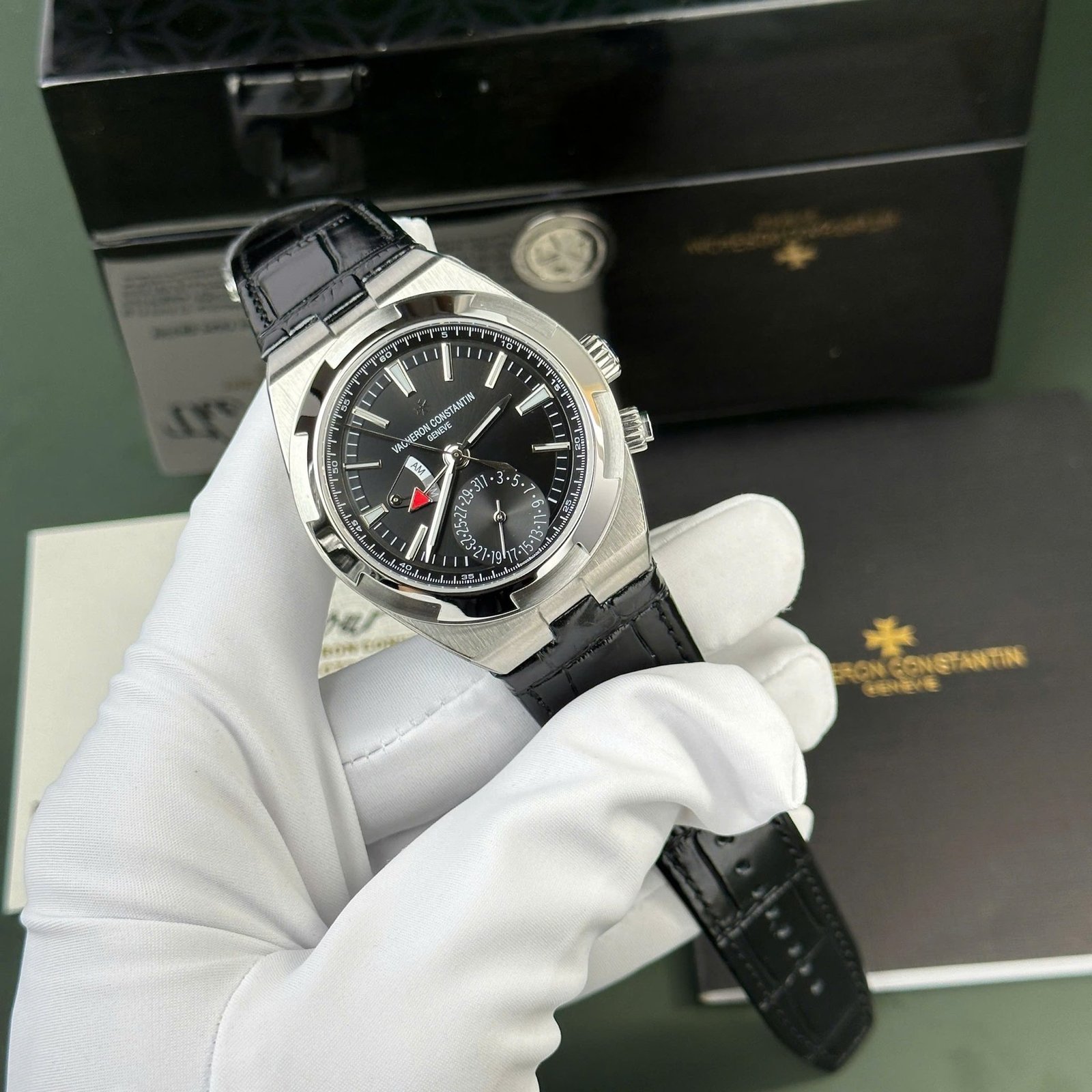 Vacheron Constantin Overseas Dual Time 7900V/110A-B546 Black Dial Leather Strap Swiss Replica PZF 41mm - 图片 3