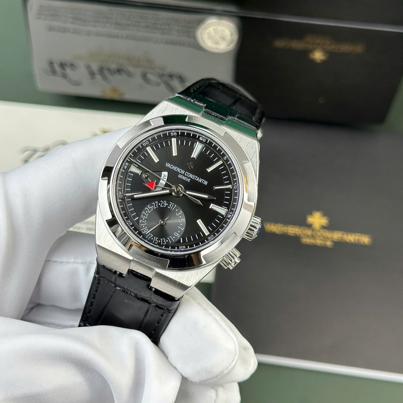 Vacheron Constantin Overseas Dual Time 7900V/110A-B546 Black Dial Leather Strap Swiss Replica PZF 41mm - 图片 4