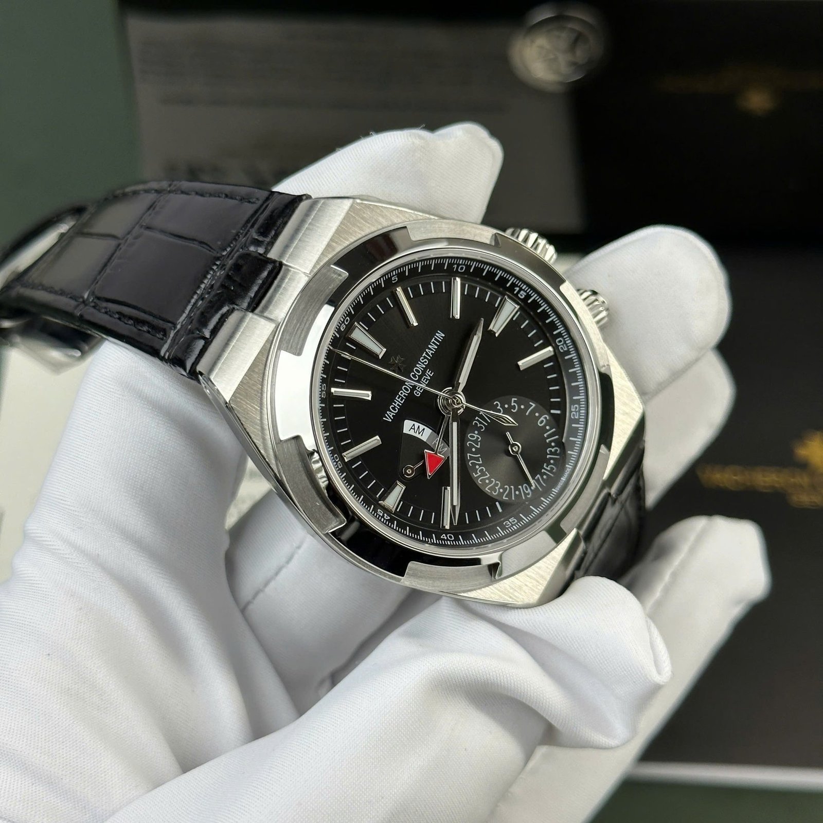 Vacheron Constantin Overseas Dual Time 7900V/110A-B546 Black Dial Leather Strap Swiss Replica PZF 41mm - 图片 6