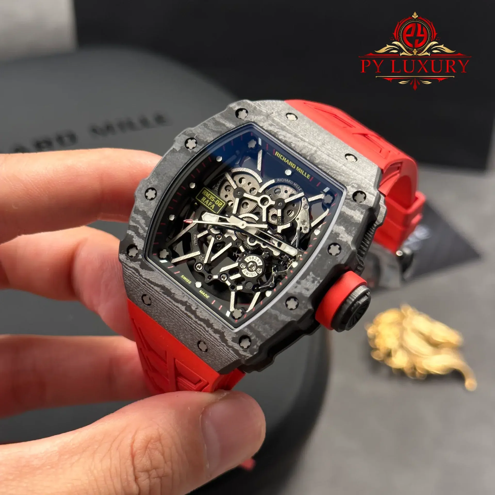 Richard Mille RM35-02 Rafael Nadal Black Carbon TPT Best Replica 1:1 V7 ZF 49.94mm x 44.5mm - 图片 3