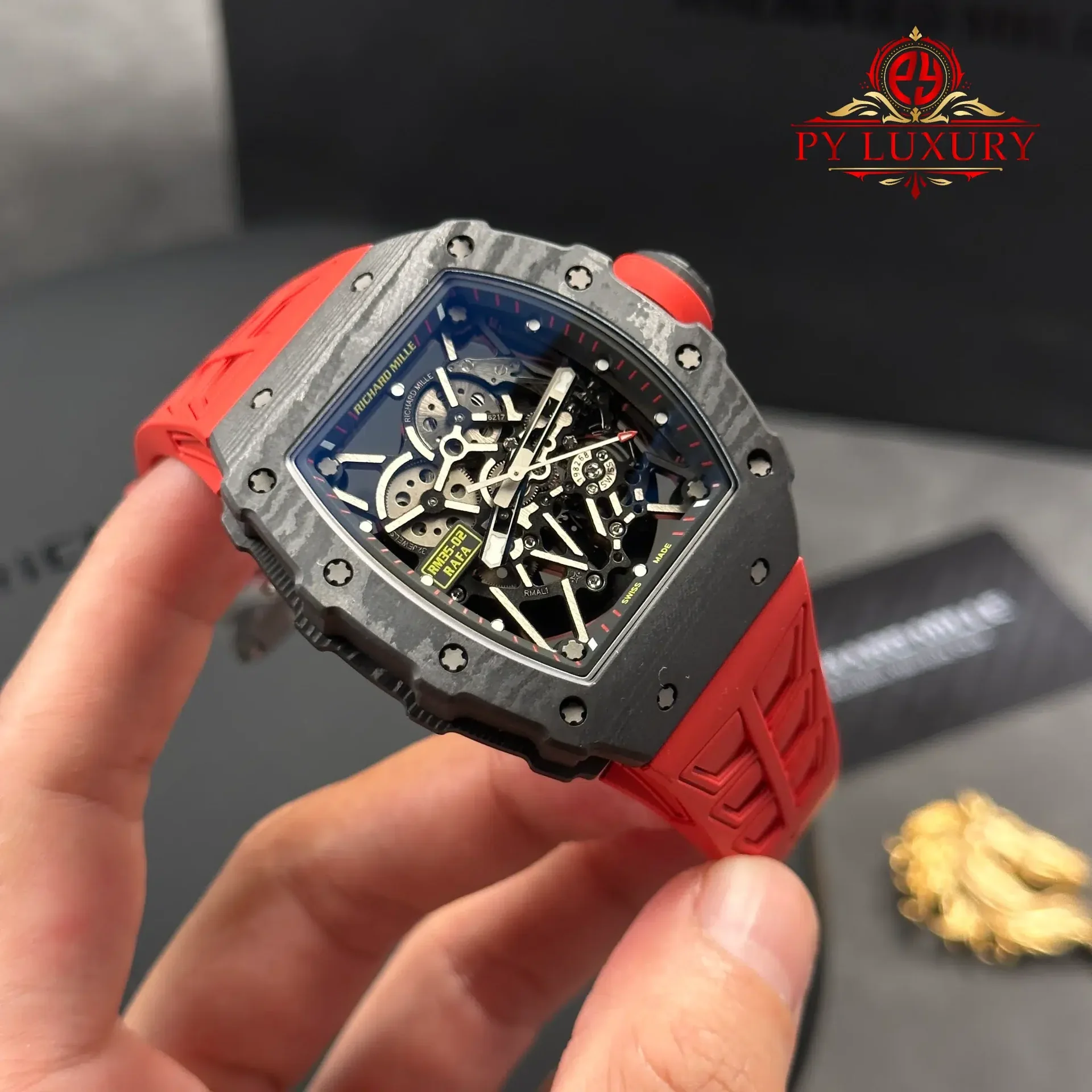 Richard Mille RM35-02 Rafael Nadal Black Carbon TPT Best Replica 1:1 V7 ZF 49.94mm x 44.5mm - 图片 4