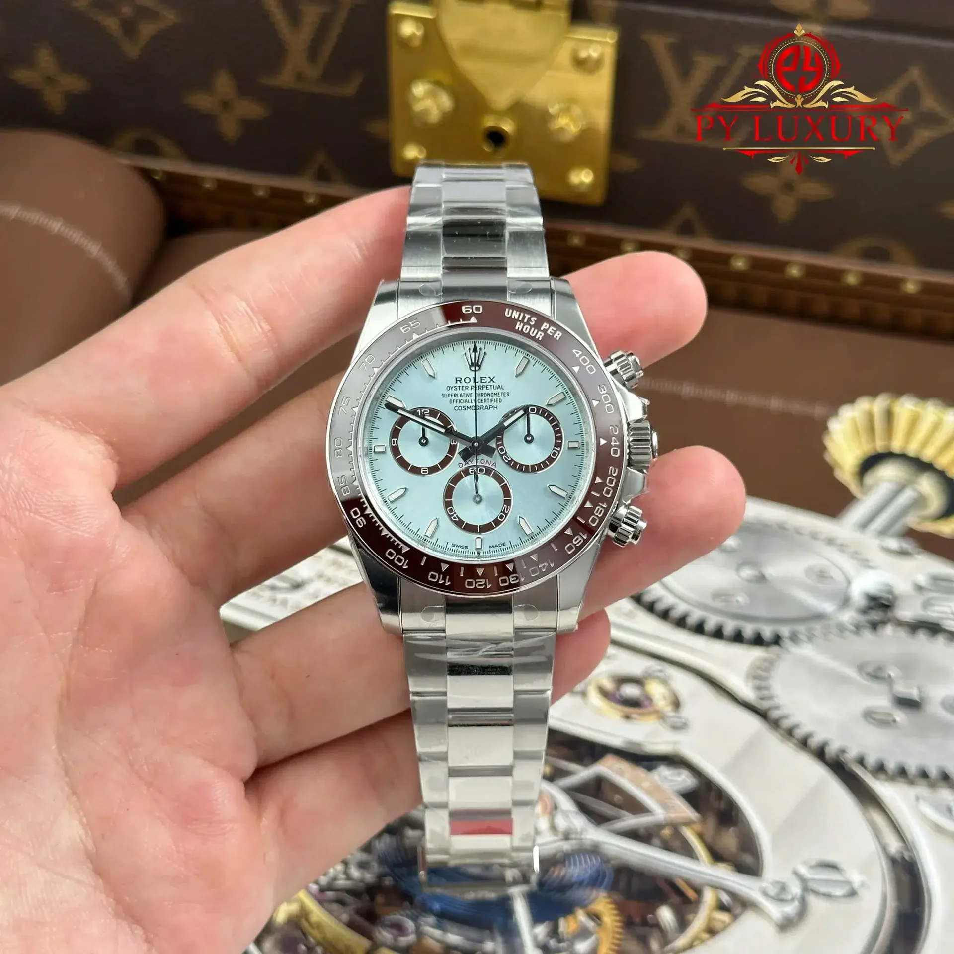 Rolex Daytona 126506-0001 Platinum Iced-blue Dial Brown Cerachrom Bezel 1:1 Best Replica VSF 40mm