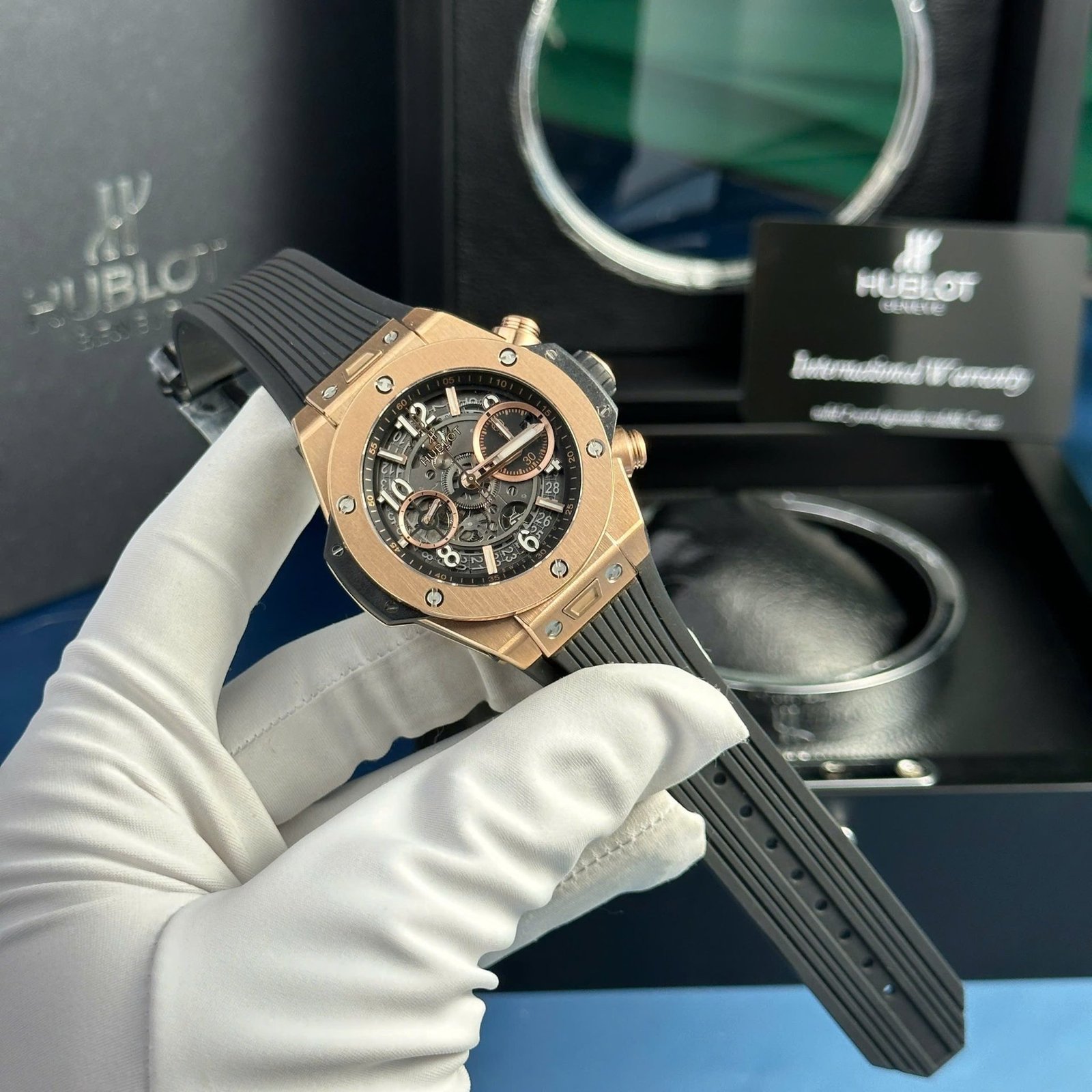 Hublot Big Bang Unico King Gold Black Dial Rubber Strap Replica BBF 42mm - 图片 2