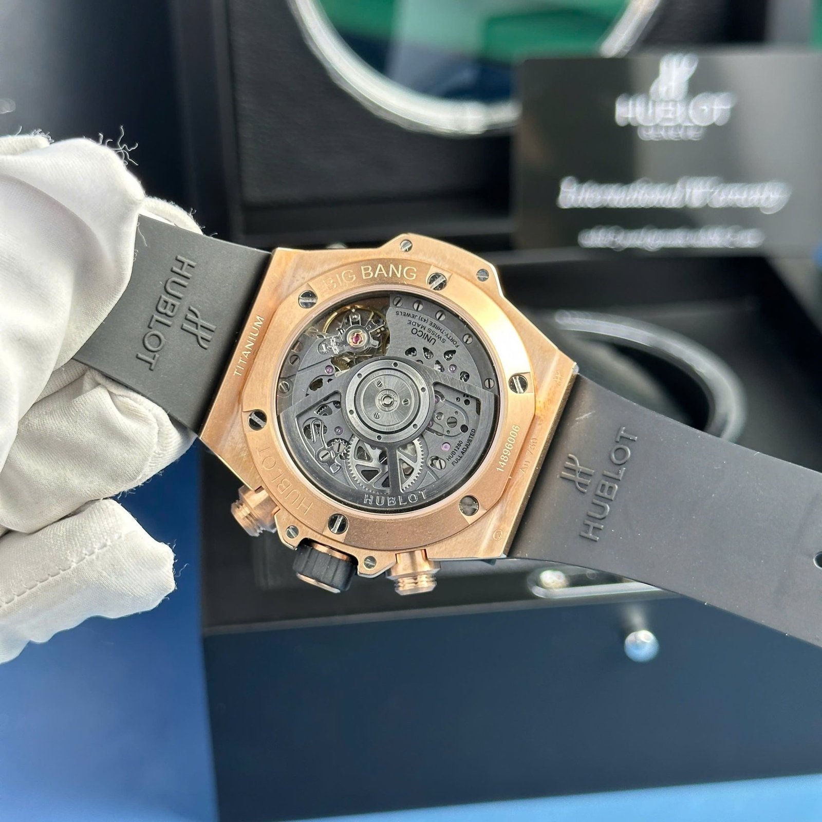 Hublot Big Bang Unico King Gold Black Dial Rubber Strap Replica BBF 42mm - 图片 6
