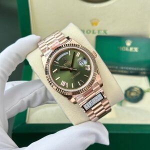 Rolex Day-Date 228235 Rose Gold Olive Green Dial 187g Best Replica QF 40mm