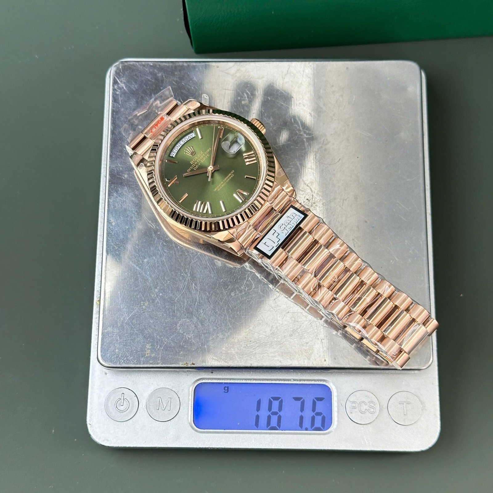 Rolex Day-Date 228235 Rose Gold Olive Green Dial 187g Best Replica QF 40mm - 图片 5